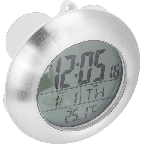 Horloge Murale de Douche de Salle de Bain numrique, Horloge numrique tanche Portable avec Trou de Suspension pour Support de Ventouse,Fournitures De Salle De Bain (1/5)