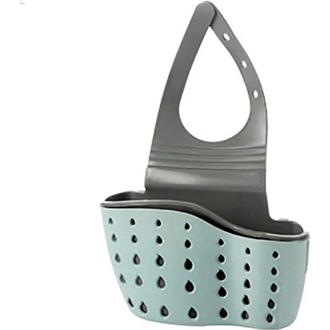 (bleu1) Support d'évier de cuisine suspendu avec panier d'égouttage, étagère réglable pour savon et éponge, support pour robinet de salle de bain, accessoires de cuisine (1/5)