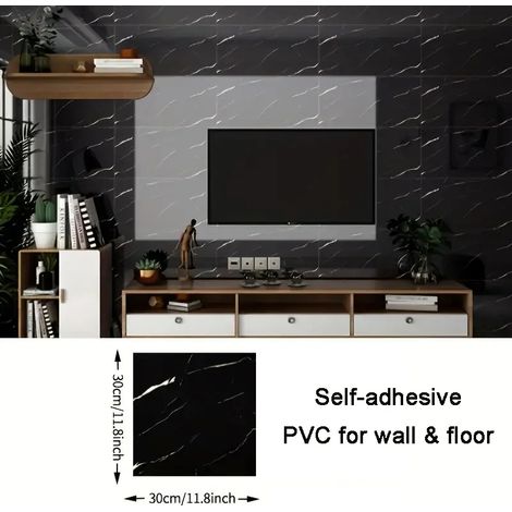 (Style 9, 10 pièces - 30 x 30 cm) Sticker de sol imitation marbre en PVC, autocollant mural, imperméable (1/4)
