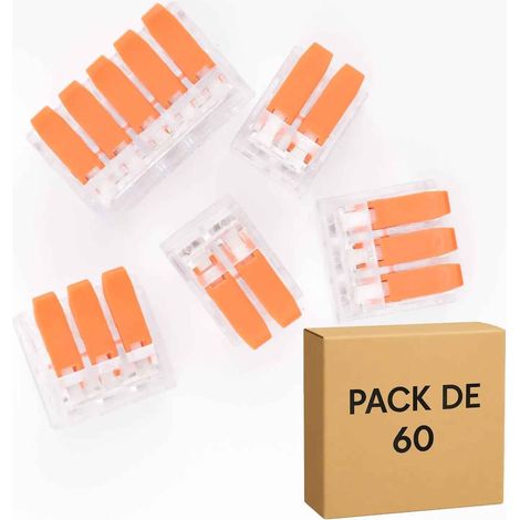 60 Bornes de Raccordement à Levier- 2, 3 et 5 pôles, 40A, 6mm² - LT-612-613-615