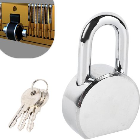 Cadenas rond en acier à poutre courte de 65 mm, chromé, noyau de serrure en cuivre, antivol et anti-effraction, pour usage domestique. (1/5)