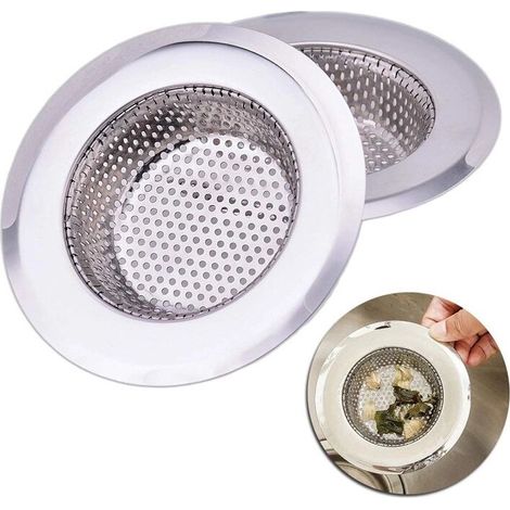 Passoire de cuisine, passoire en acier inoxydable, passoire d'évier, profondeur 15 mm, lot de 2, 5,3 cm (paquet de carton à mailles larges de 5,3 cm d'épaisseur)