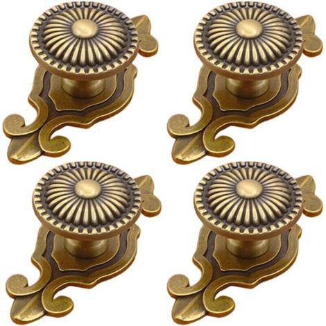Set di 4 pomelli per mobili in ottone stile vintage retrò a forma di fungo con placca posteriore, maniglie per cassetti di cucina/armadio/guardaroba/mobiletto (oro)