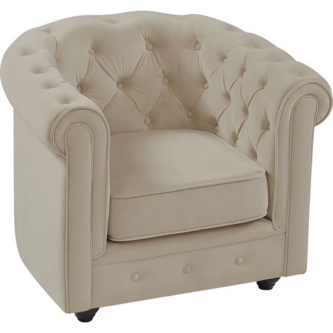Poltrona in Velluto Beige - CHESTERFIELD