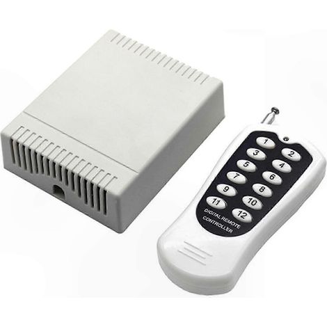 Universelle 433-MHz-DC12V-12-Kanal-Funkfernbedienung, 12-Kanal-RF-Relaisempfängermodul, 433-MHz-Fernsender für Steuerschalter (1/5)