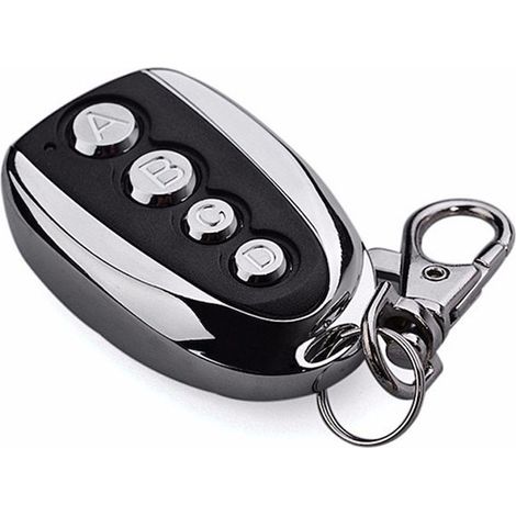 Telecomando universale con memoria per cancello elettrico, garage e prese, 4 pulsanti, codice fisso, 433,92 MHz, batteria inclusa, nero argento (1/5)