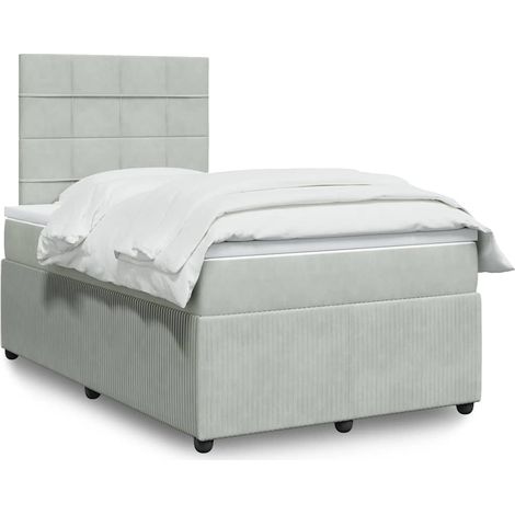 Boxspringbett mit Matratze Hellgrau 120x190 cm Samt (1/5)