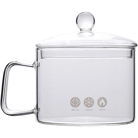 Verre Pot À Soupe Marmite Casserole en verre avec couvercle - Batterie de cuisine en verre épais résistant à la chaleur Marmite transparente sur la cuisinière - Sans danger pour les pâtes,les nouilles