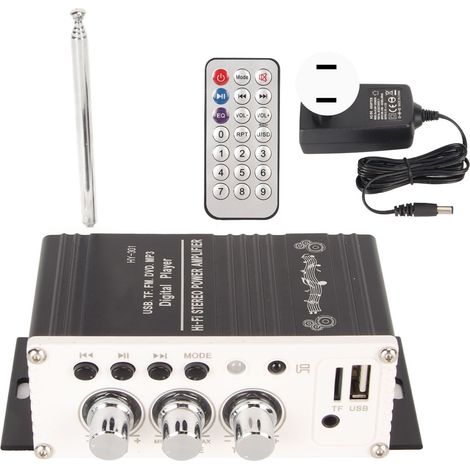 Amplificateur de puissance stéréo HIFI numérique 2 canaux Bluetooth 5.0 avec télécommande, prise US 100-240V, ampli mini voiture (1/5)