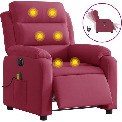 Maison Exclusive - Massagesessel Elektrisch Weinrot Samt