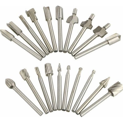 – Pack de 20 fraises de coupe en carbure de tungstène – Pour gravure précise sur bois, plastique et acrylique – Tige 3,17 mm (1/5)