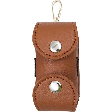 Sac banane en similicuir végan pour balles de golf - Petite pochette portable pour ranger balles et tees de golf, avec porte-clés, couleur café, pour golfeurs et golfeuses. (1/5)