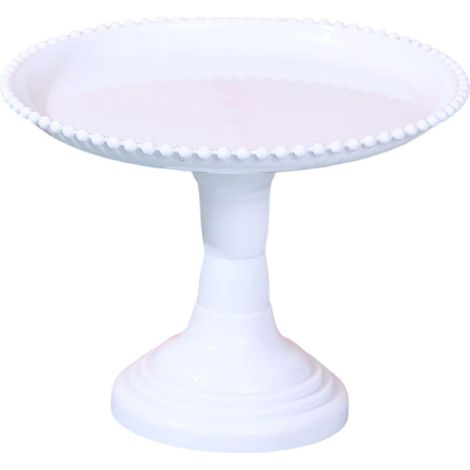 Soporte de plástico para servir con base estable, color blanco.