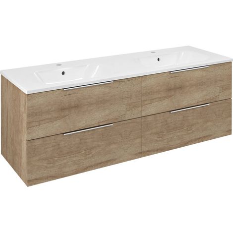 Meuble vasque CIRASA 139,6x52x46cm, chêne alabama