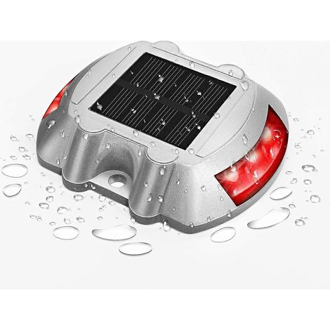Lampe solaire de terrasse étanche IP68, robuste, pour allée, quai, marches, jardin, cour, etc., rouge, lot de 1 (1/5)