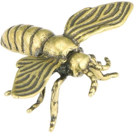 Figurine d'abeille en cuivre, abeille miniature artisanale et réaliste, idéale pour un bureau ou un salon. (1/4)