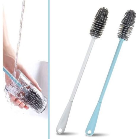 2 Pcs goupillon silicone bouteille,goupillon silicone biberon,goupillon biberon,brosse bouteille,goupillon bouteille isotherme (1/4)