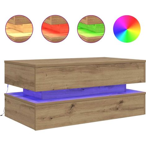 Maison Exclusive - Couchtisch mit LED-Leuchten Artisan-Eiche 90x5