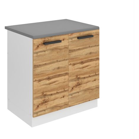BELINI Meuble Cuisine Bas avec Plan de Travail SDZ I Meubles de Cuisine - Taille: 51,6 x 80 x 85 cm I Meuble sous Evier - 2 Portes I Couleur : chêne wotan