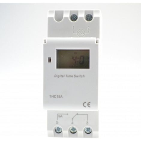 Programador/Temporizador semanal/Rele digital THC15A 220V AC 16A,instalable sobre Carril DIN. (1/5)
