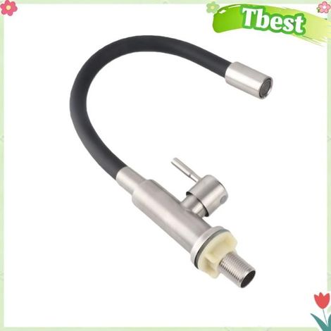 Tbest Robinet de lave-vaisselle Robinet de Lavabo Pivotant à Poignée Unique en Acier Inoxydable, Robinet D'évier de piscine jardin (1/5)