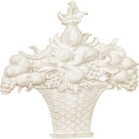 WOOD FRUIT BASKET WHITE ANTIQUED FINISH MAD IN ITALY