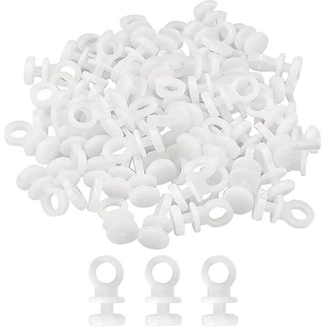 Filiyano-100 pièces de glissières pour tringle à rideaux, crochets de rideaux en plastique blanc, crochets de tringle à rideaux en plastique blanc (1/4)