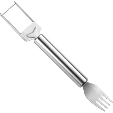 Cortador de frutas 2 en 1 de acero inoxidable, cortador de sandía mejorado 2024, cuchillo de frutas de doble cabeza con mango redondo, para fiestas familiares (1 pieza) (1/5)