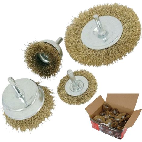 Neilsen 24pc Steel Wire Cup Wheel Flat Cleaning Rust Sanding Brush Set (1/2)