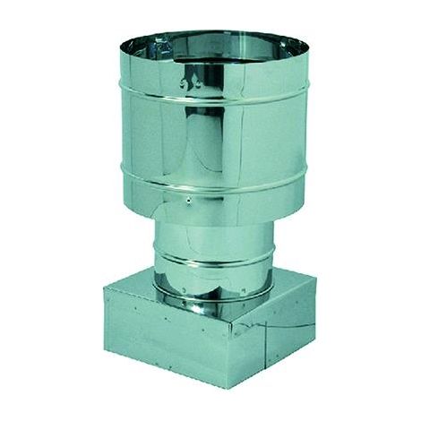 Fumaiolo A Cappello Quadro  'Antivento' In Acciaio Inox Cm 22 X 22