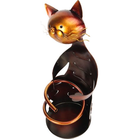 Porte-bouteilles en métal en forme de chat, porte-bouteilles décoratif en forme de chat, sculpture décorative de bureau (1/5)