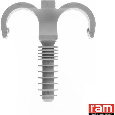 Ing Fixations – Collier de serrage plastique blanc double – Tube Ø 25 mm – Vendu par 100 – Fix-Ring – Cheville en polyamide (1/8)