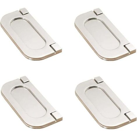Unsichtbare Möbelgriffe – Set mit 4 rechteckigen Edelstahlknöpfen, modernes und dezentes Design