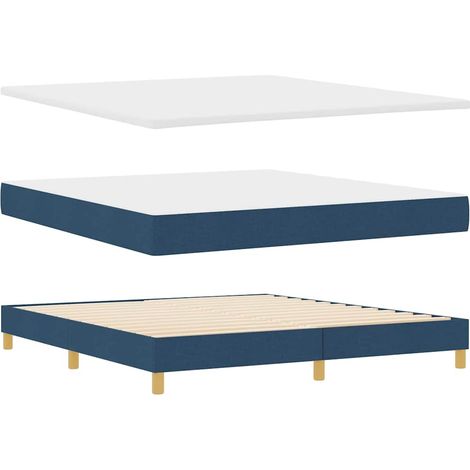 Cama tipo Box Spring con cabecera Azul 180 x 200 cm tela vidaXL (1/5)