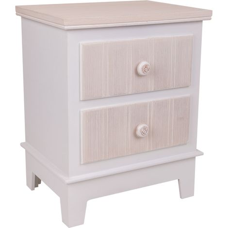 Mesita de madera de 2 Cajónes blanco 40x30x50 (1/5)
