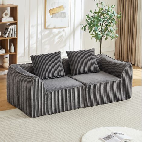Divano modulare in velluto a coste grigio OKMYHOME (1/5)
