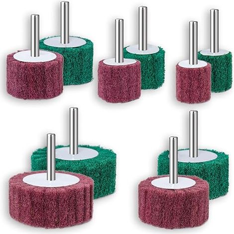 Disques de meulage éponge pour perceuses électriques - meules de meulage - têtes de polissage - nettoyage et décapage de toutes les surfaces en bois et en métal - lot de 10 (1/4)
