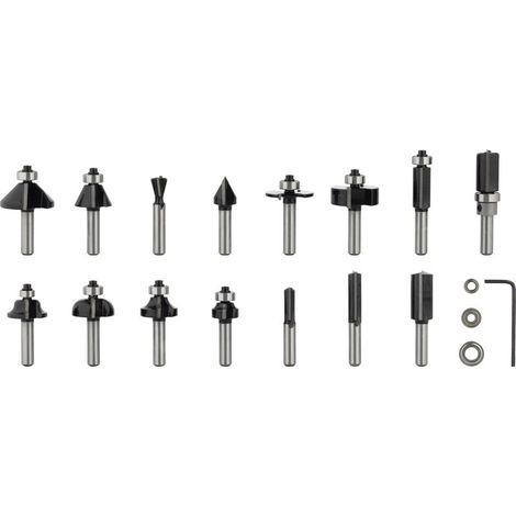 Bosch Router bit sets PRO Router Bit Mixed Set Shank 8 mm 15 pcs 2607017472