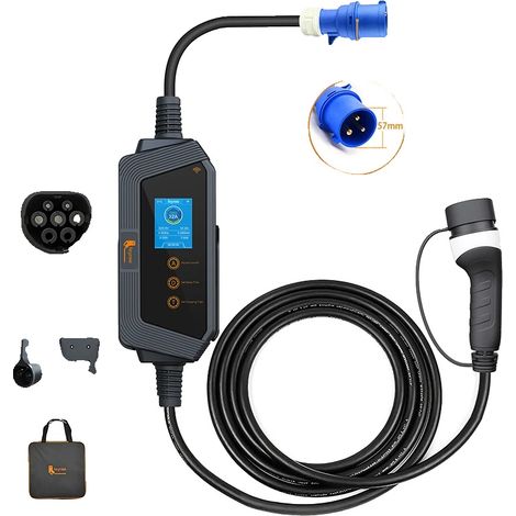 Tragbares EV-Ladegerät, 7 kW Leistung, einstellbare Stromregelung, 7KW APP KEIN Adapter (1/2)