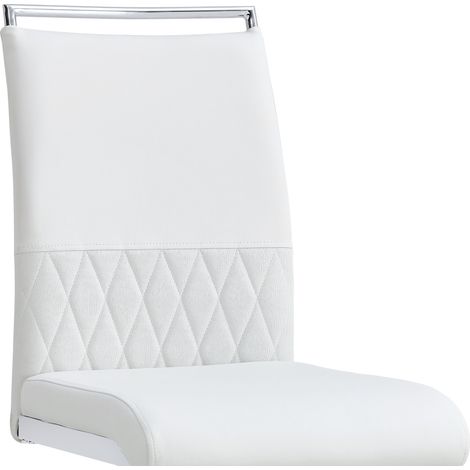 Set de 4 sillas de comedor blancas de metal con respaldo alto en PU y lino (1/5)