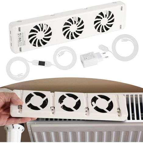 Randaco Ventilateur pour radiateur Amplificateur pour radiateur Economies d'énergie Blanc Mono Set (1/5)