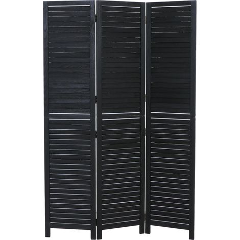 [NEUWERTIG] Paravent HHG-506b, Raumteiler Trennwand Sichtschutz, Vintage Paulownia Holz 180x120cm schwarz (1/5)