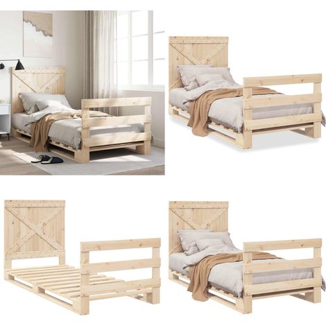 Cadre de lit sans matelas avec tête de lit 90x200 cm - Cadre De Lit - Lit Double - Lit En Bois - Lit Design - Literie - Home & Living (1/5)