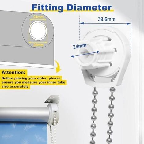 Kettenzug Ersatz Getriebe für 26 mm Rollowelle, Reparatur Set für Jalousien aus Metall, Rolloträger mit Kappen Komplett Set von Poweka (1/5)