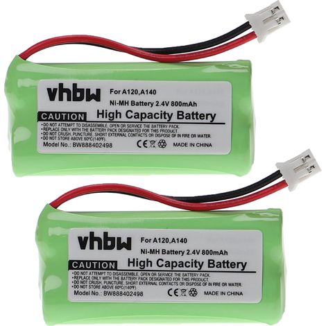 vhbw 2x Akku Ersatz für S30852-D1640-X1, T382, T436-U1, V30145-K1310-X359, V30145-K1310-X383 für schnurlos Festnetz Telefon (800mAh, 2,4V, NiMH)