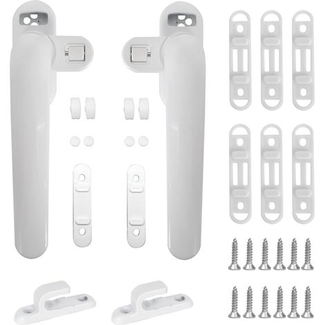 2 PCS Poignée de Fenetre à Clé en Aluminium - Poignées de Fenêtre - Poignée En Aluminium Blanc - Poignée de Porte avec Vis (Massif) (1/5)