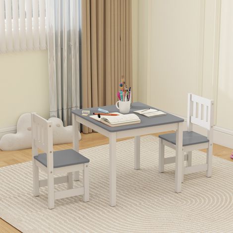 Tavolino per bambini con 2 sedie, set di sedute per bambini da 3 pezzi, gruppo di sedute per bambini, mobili per bambini, 56 x 52 x 48 cm Grigio