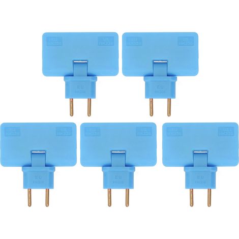 GARRYFIZH 5pcs convertisseur de prise ue sans fil 180 degrés extension 1 à 3 adaptateur de prise ue 110-250V bleu