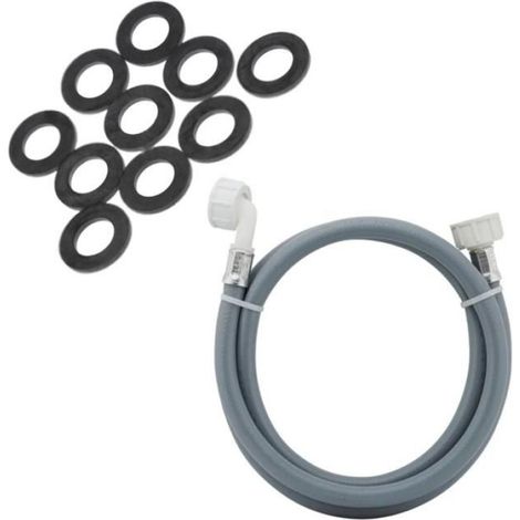 Tuyau D'arrivée D'eau - 3500 mm - Raccords Droit Et Coudé 3/4 F X 3/4 C - Pour Machine À Laver - 1 Pièce