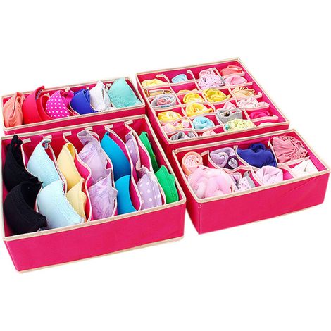 ensembles de séparateurs pliables pour tiroirs de sous-vêtements et soutiens-gorge, organisateurs de tiroirs de commode en tissu, boîtes de rangement pour lingerie, culottes, chaussettes, slips, crava (1/5)
